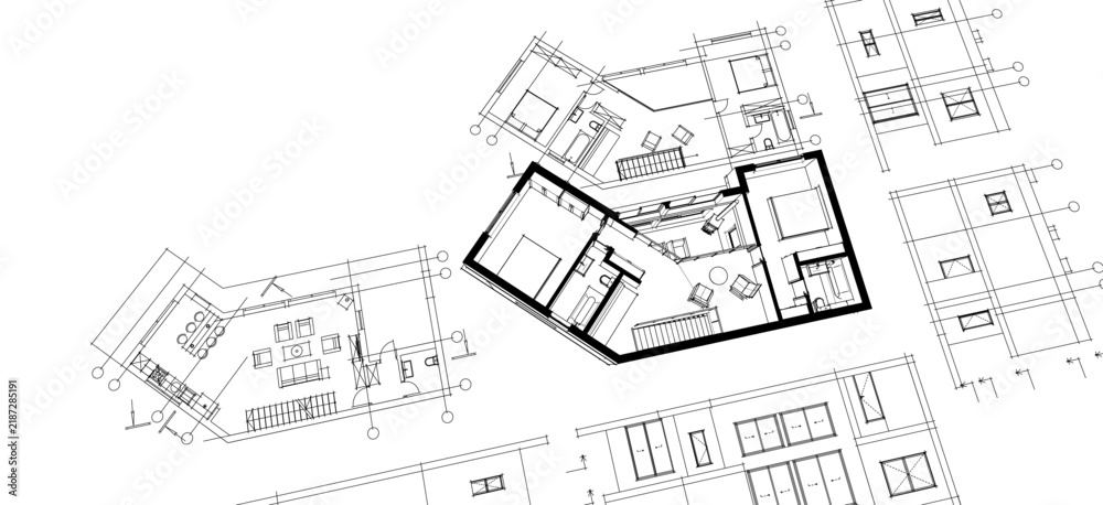 Fototapeta premium architecture house plan 3d illustration