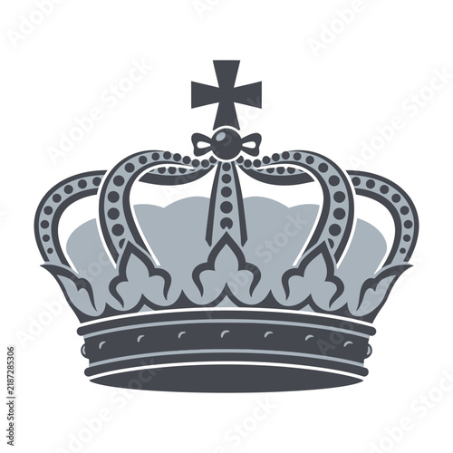 Fotografie Royal Crown Emblem Icon With Cross and Jewels On White Background
