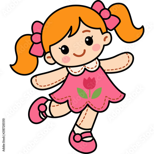 Cute Girl Doll Illustration