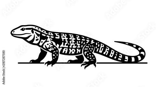 Black and white patterned monitor lizard icon.