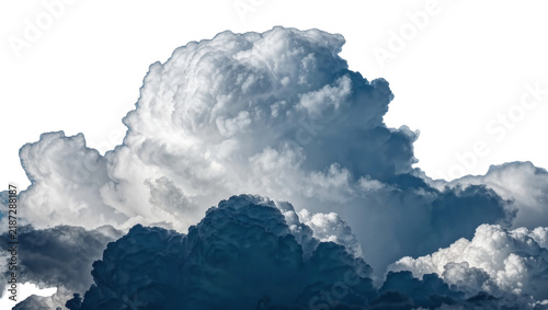 Bild auf Leinwand Dramatic cumulonimbus storm clouds with dark grey and white textures, isolated o