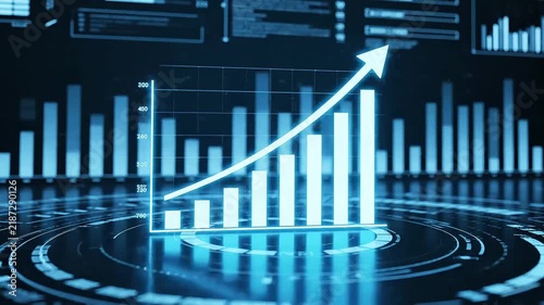 Futuristic Financial Growth Chart and Digital Analytics
