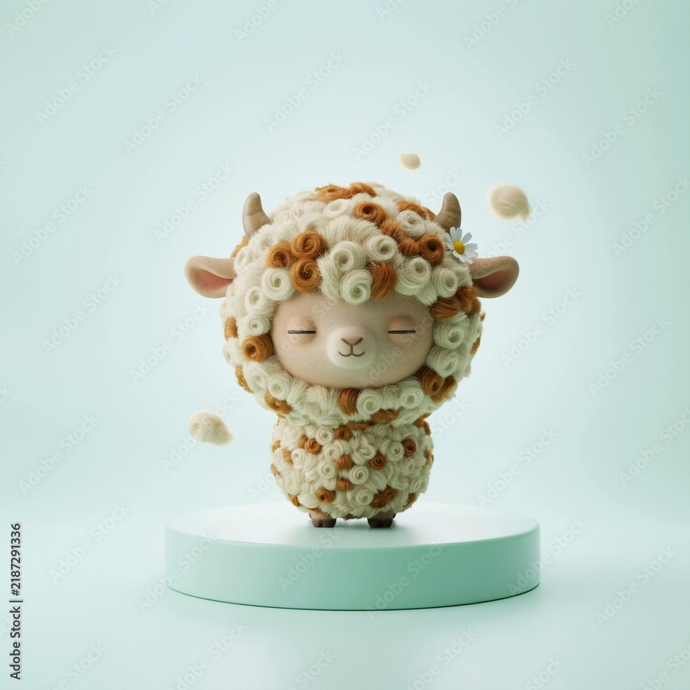 Fototapeta premium very peaceful looking alpaca looking collectible that looks peaceful unbothered and playful she looks contented she very woolly.