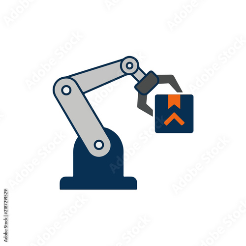 Robotic Arm Holding Package Icon Vector Illustration