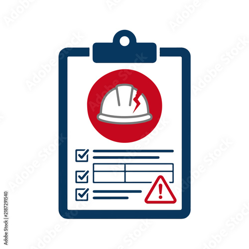 Safety Inspection Checklist Clipboard with Hard Hat Vector Illustration