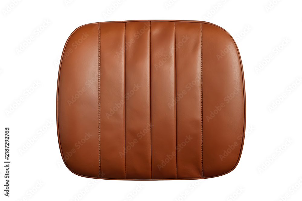 Obraz premium Square brown leather cushion with vertical stitching