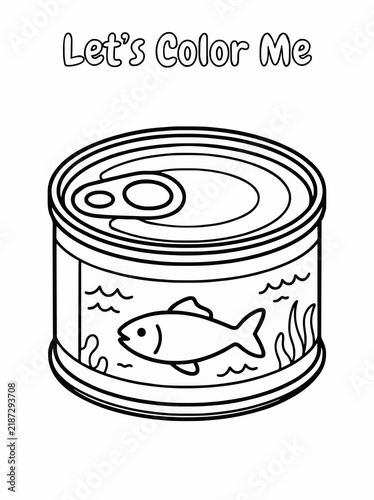 A coloring page on the front page about canned fish as a ready-to-eat meal 