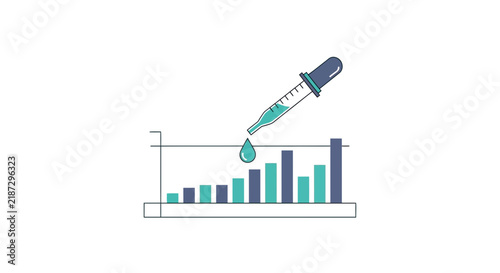 Medical Pipette Dropper and Growth Bar Chart Vector Illustration
