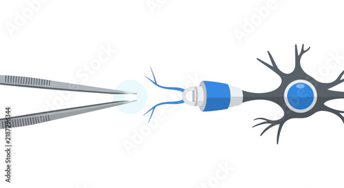 Biotechnology Neuron Interface Flat Vector Illustration
