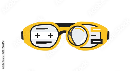 Futuristic Augmented Reality AR Smart Glasses with HUD Interface Vector Illustration, Yellow Tech Eyewear Icon for Innovation and Digital Vision Concept