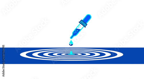 Blue Pipette Dropping Liquid Creating Water Ripples Illustration