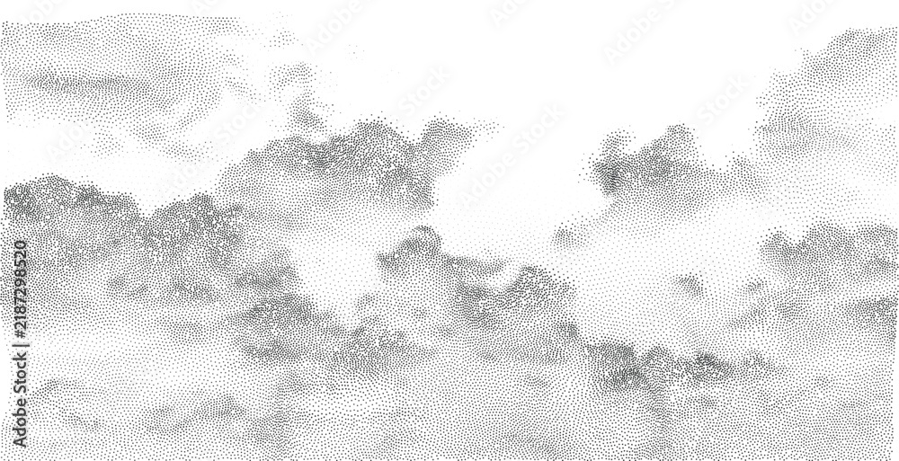 Obraz premium Stipple Line Halftone Texture: Clouds, Sky Overlay