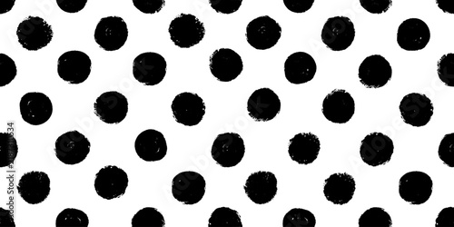 Seamless polkadot pattern colorful confetti circles creates a playful birthday texture vector illustration background. Perfect for cheerful party design and festive polka dot seamless background.