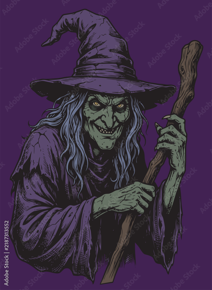 Obraz premium Halloween witch statue with an evil sinister smile