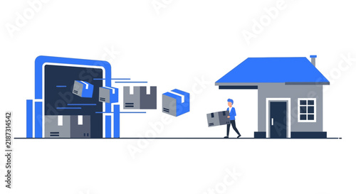 Fast E-commerce Logistics and Home Delivery Concept Vector Illustration