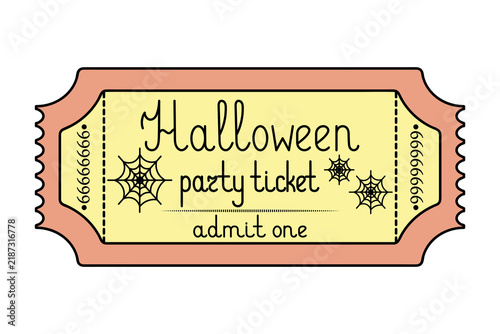 Halloween party. Orange ticket 