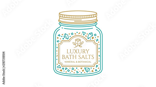 Luxury bath salts jar illustration with geometric pattern