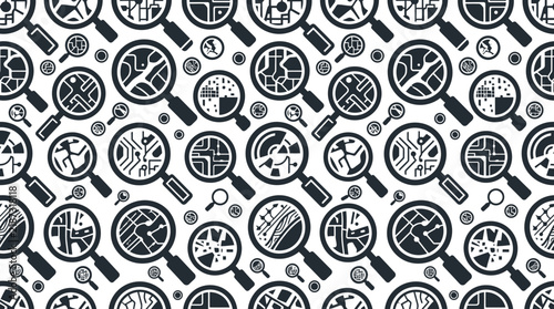 Magnifying Glass Pattern with Circuit Board Elements