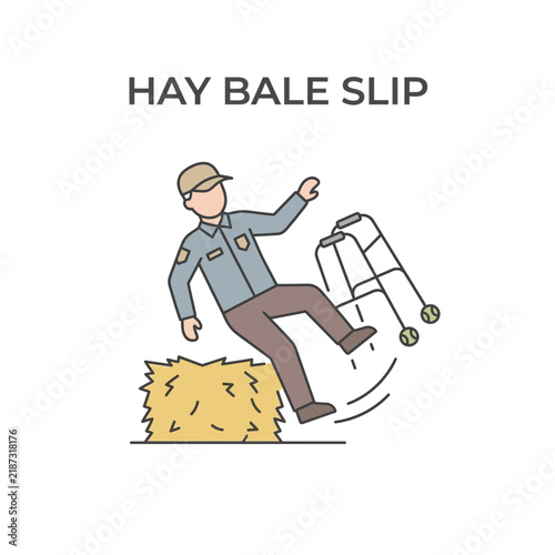 Man Falls While Stepping Over Hay Bale