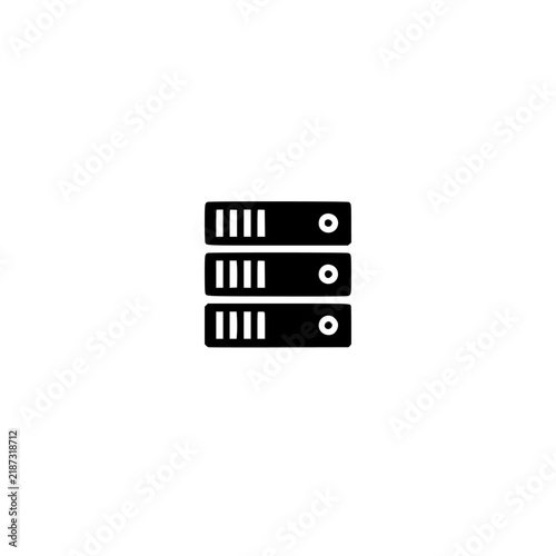 Data center icon. Solid black glyph of server racks for cloud hosting.