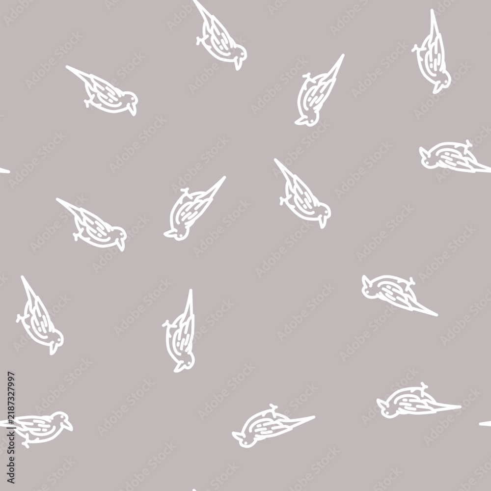 Fototapeta premium raven bird line seamless pattern raven bird thin line illustration
