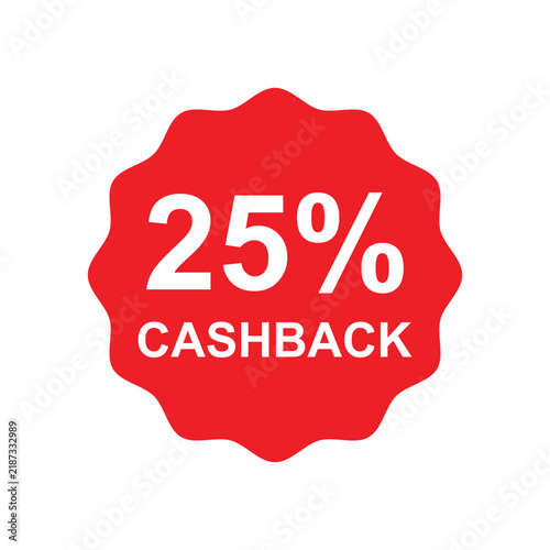 25% cashback promo tag label icon vector