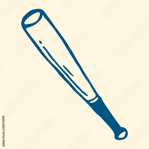 Wooden Baseball Bat Hand Drawn Vector Illustration