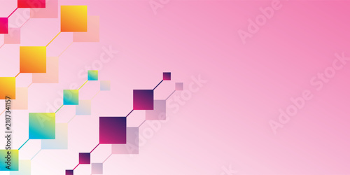 Abstract Colorful Geometric Squares on Soft Pink Gradient Background