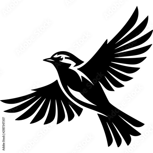 Robin Bird Open Wings Black Glyph Icon
