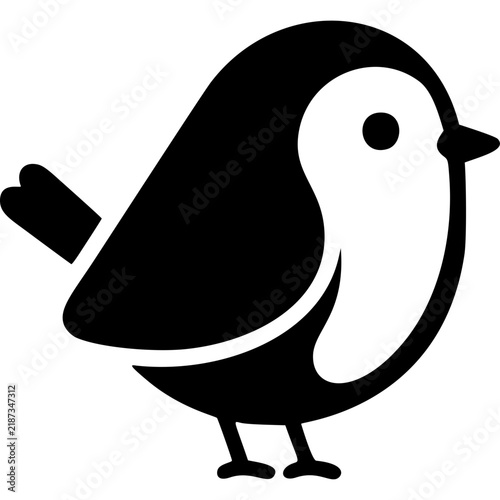 Cute Robin Bird Black Glyph Icon