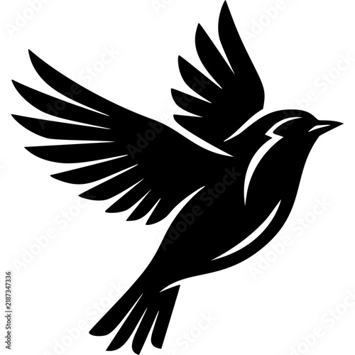 Robin Bird Open Wings Black Glyph Icon