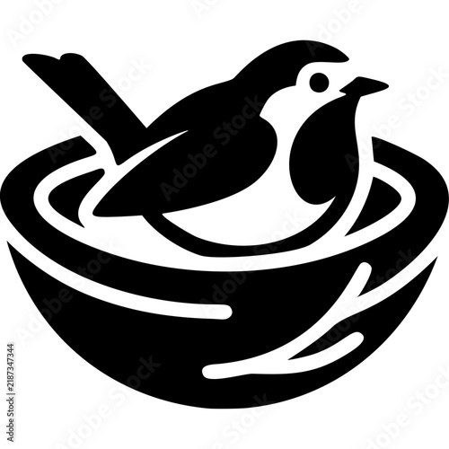 Robin Bird Nesting Black Glyph Icon