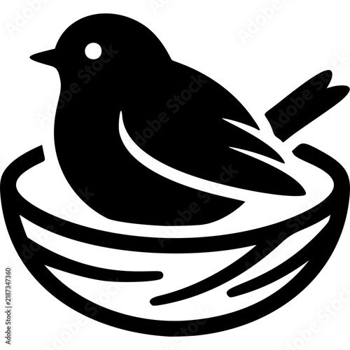 Robin Bird Nesting Black Glyph Icon