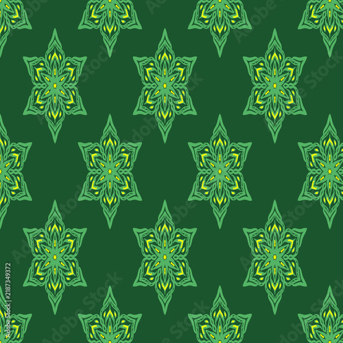 Seamless green Thai floral pattern background design vector illustration