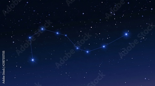 Deep space night sky with a prominent constellation and distant stars