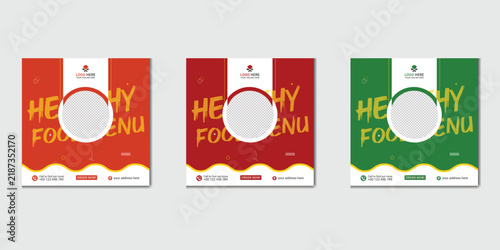 Healthy Food Menu Social Media Post Template Set