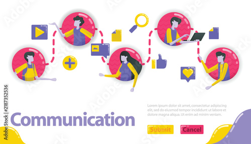 Communication Concept Flat Illustration with Characters