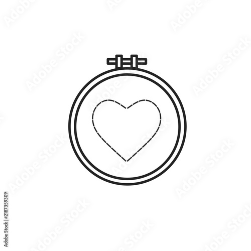 Embroidery Hoop with Heart Outline Icon