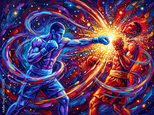 Obraz na płótnie Stylized Boxer Delivering a Powerful Jab