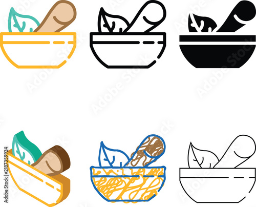 Canvas Print variants bowl with pounder color icon vector