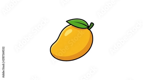 Cute Mango Fruit Cartoon Animation on white Background