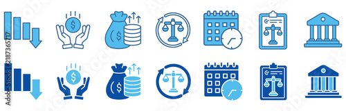фотографія Bankruptcy icon set In Blue Style