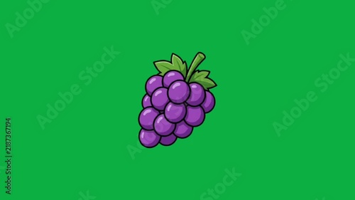 Animated Cartoon Grapes on Green Screen Background