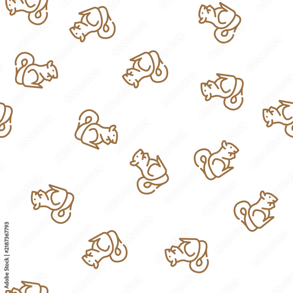 Obraz premium squirrel wild animal vector seamless pattern squirrel wild animal sign illustration