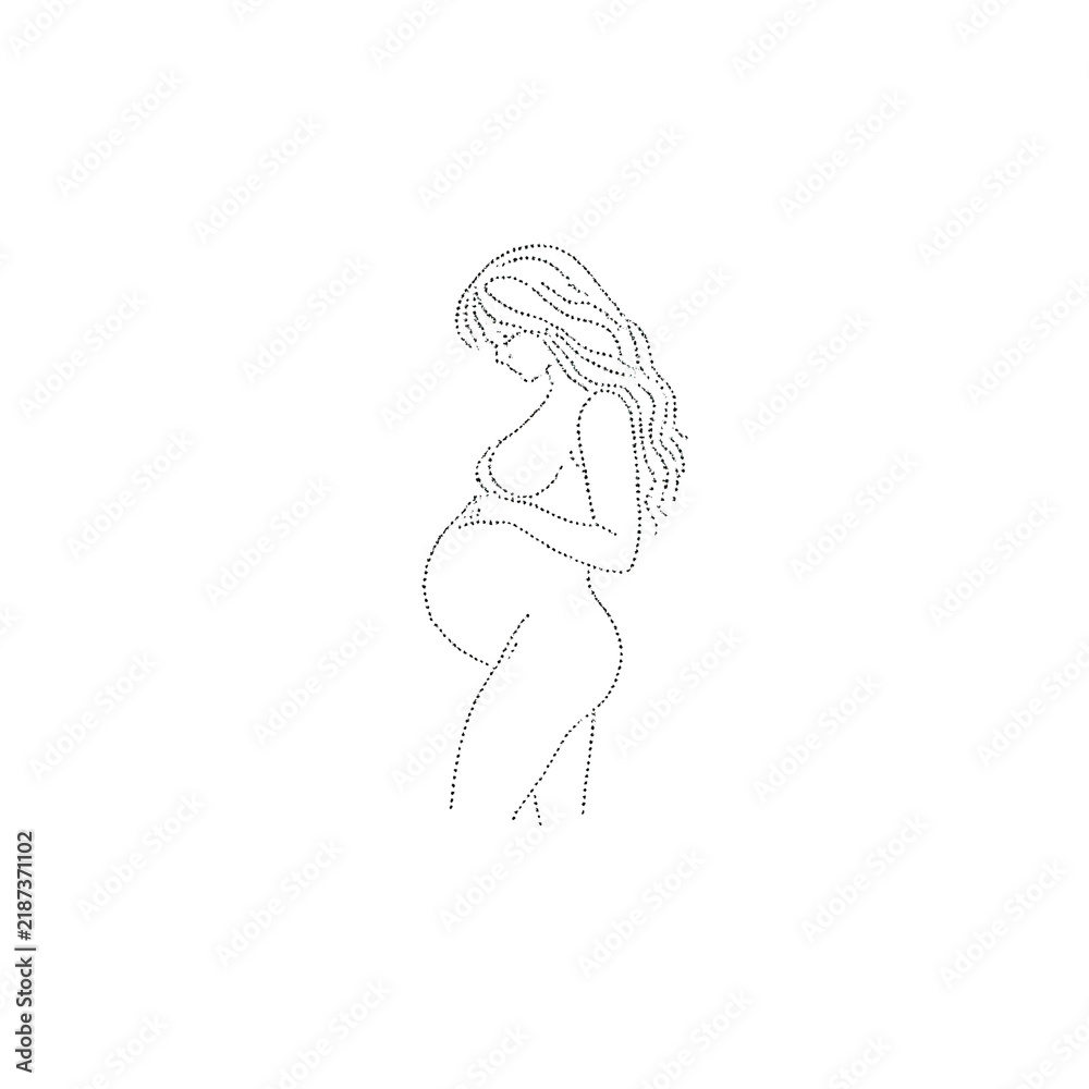 Fototapeta premium Pregnant woman minimalist line art.