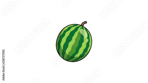 Animated Cartoon Watermelon on white Background