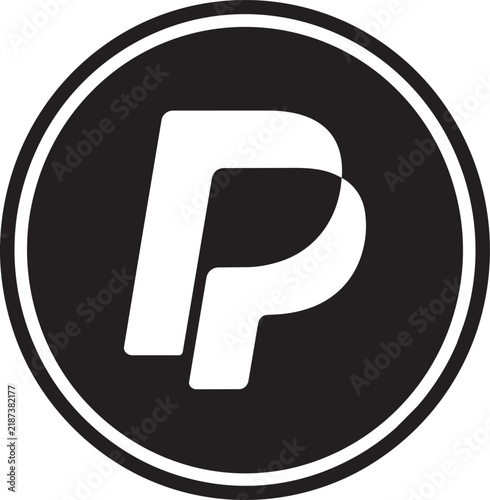 Letter P logo design features a stylized white capital letter set inside a bold black circular frame.