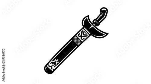 Foto Indonesian Keris dagger traditional weapon in scabbard illustration