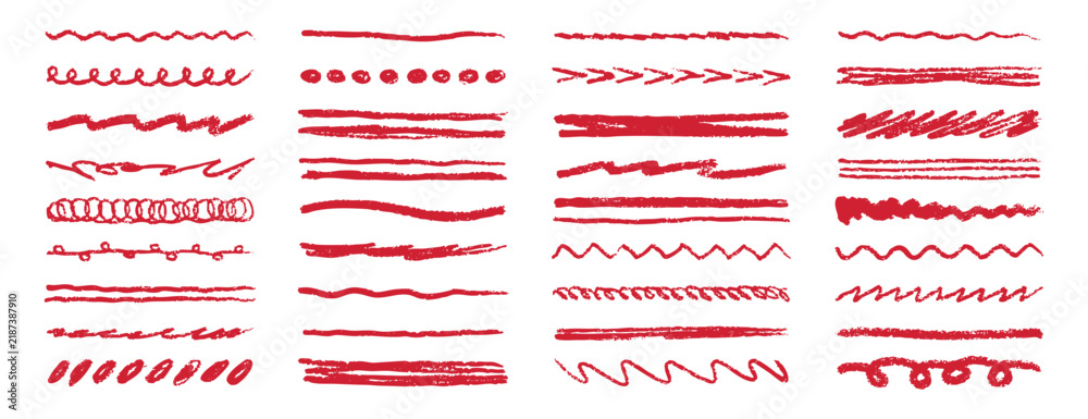 Obraz premium Red underline crayon pencil stroke hand drawn doodle