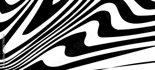 Copacabana sidewalk pattern. Famous beach promenade in Rio de Janeiro. Brasilian symbol. Repeating black and white waves texture in Portuguese pavement style. Vector graphic illustration.